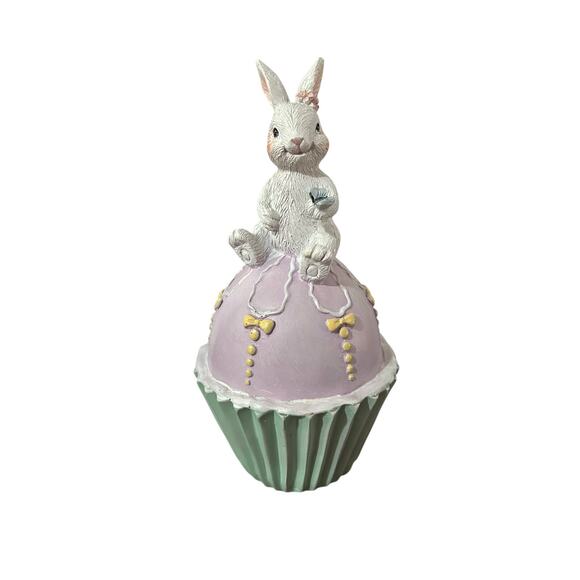Cupcakes and Cashmere Easter Bunny Rabbit on Cupcake Decor with Butterfly 9” - Picture 1 of 5